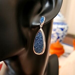 925 Sterling silver blue druzy earrings